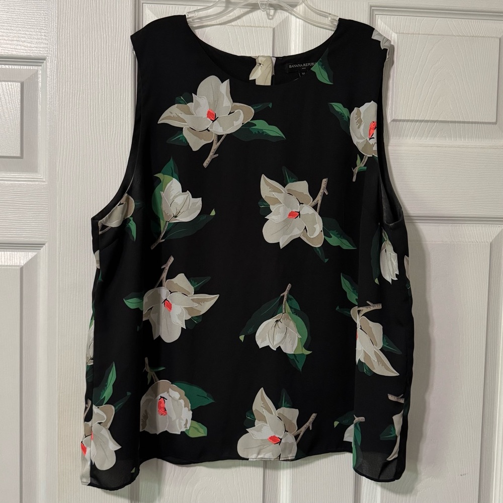 Floral Sleeveless Black Top